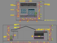 Bản vẽ kiến trúc nhà 1 tầng mái ngói 7.5x15m