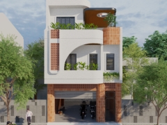 Bản vẽ kiến trúc Nhà phố 2 tầng 1 tum 7x18.46m