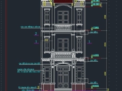Bản vẽ kiến trúc thiết kế nhà dân dụng 3 tầng KT 6x24m
