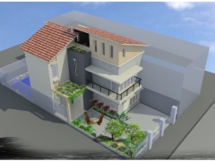 Bản vẽ kt kc biệt thự 3 tầng 9x11m