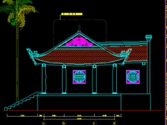 Bản vẽ mẫu đền cô diện tích xây dựng 12.4x11.8 m