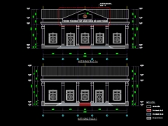 Bản vẽ mẫu kiến trúc hội trường cấp 4 18x23m