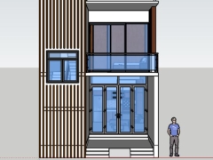 Bản vẽ mẫu nhà phố 2 tầng 5.6x9.8m model sketchup 