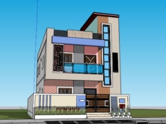 Bản vẽ mẫu nhà phố 2 tầng 8x13m model sketchup