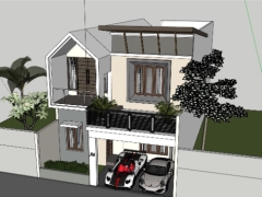 Bản vẽ mẫu nhà phố 2 tầng 8x18m model skp