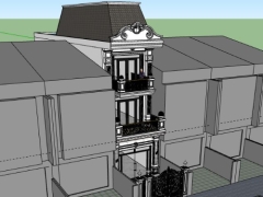 Bản vẽ mẫu nhà phố 3 tầng 5x21.5m dựng model skp