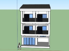 Bản vẽ mẫu nhà phố 3 tầng 7x10m dựng model .skp