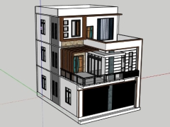 Bản vẽ mẫu nhà phố 3 tầng 8.5x12m .skp