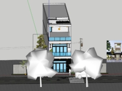 Bản vẽ mẫu nhà phố 3 tầng dựng model .skp đẹp nhất