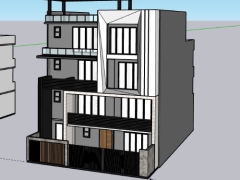 Bản vẽ mẫu nhà phố 4 tầng 12x24m dựng model .skp