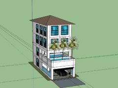 Bản vẽ mẫu nhà phố 4 tầng 5x12m dựng model skp