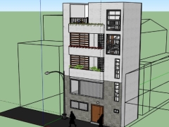Bản vẽ mẫu nhà phố 5 tầng 7x5m model skp