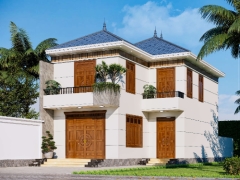 Bản vẽ nhà 2 tầng mái nhật 8x13.1m