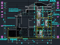 Bản vẽ nhà biệt thự 3 tầng hiện đại kt 9.7x12m đầy đủ (kiến trúc, kết cấu)