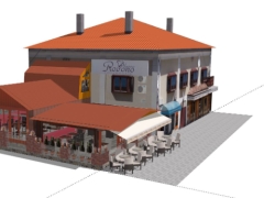 Bản vẽ nhà hàng coffee 2 tầng 5x20m model .skp
