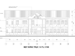 Bản vẽ nhà hiệu bộ 2 tầng 10.4x29.6m ( Trường THCS , THPT ) kèm dự toán