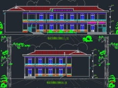 Bản vẽ nhà lớp học trường tiểu học 2 tầng kt 22.45x34.8m ( kiến trúc, kết cấu)