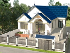Bản vẽ nhà mái thái 2 tầng 12x16m