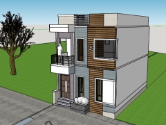 Bản vẽ nhà ở phố 3 tầng 6x8.8m model sketchup 