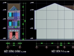 Bản vẽ nhà ở phố diện tích 5x18m 1 tầng trệt +2 lầu +mái ngói + file phối cảnh