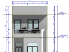 Bản vẽ nhà phố 2 tầng +1 tum KT 4.2x11.8m. đầy đủ file kết cấu và dự toán