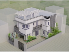 Bản vẽ nhà phố 2 tầng 11x19m gồm kiến trúc, điện, nước và phối cảnh
