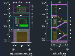 Bản vẽ nhà phố 2 tầng 4.5x15m