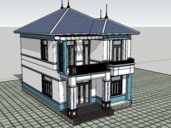 Bản vẽ nhà phố 2 tầng 9.2x13m, đầy đủ file sketchup, autocad kiến trúc, kết cấu, điện nước