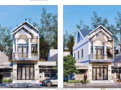 Bản vẽ nhà phố 2 tầng mái thái 4.4x18m