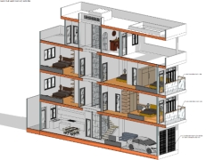 Bản vẽ nhà phố 3 tầng 1 tum 4x18m có thiết kế thang máy