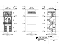Bản vẽ nhà phố 3 tầng 3.95x18m