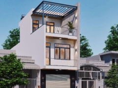 Bản vẽ nhà phố 3 tầng 4.5x17m