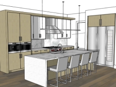 Bản vẽ nội thất phòng bếp dựng model sketchup 2020 đẹp mắt