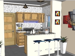 Thiết kế nội thất file sketchup,3d su dựng nội thất phòng bếp,file su nội thất phòng bếp