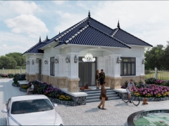 Bản vẽ revit 2025 file kiến trúc nhà cấp 4 mái nhật 10.7x25.2m 