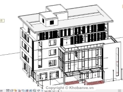Bản vẽ revit dựng kiến trúc tòa nhà văn phòng làm việc 5 tầng 18x28m