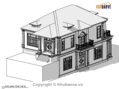 Bản vẽ revit kiến trúc thiết kế biệt thự 2 tầng KT 8.2x14.4m