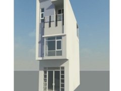 Bản vẽ Revit mẫu nhà phố 3 tầng kích thước 4x10m thiết kế lệch tầng