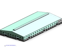 Bản vẽ revit nhà xưởng công nghiệp 2 tầng kích thước 60x124m