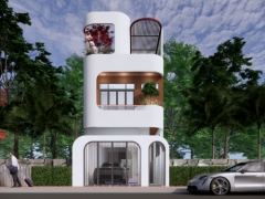 Bản vẽ Sketchup nhà phố 3 tầng đầy đủ tiện nghi