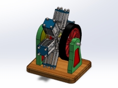 Bản vẽ Solidworks động cơ 6 xi lanh xuyên tâm khí nén
