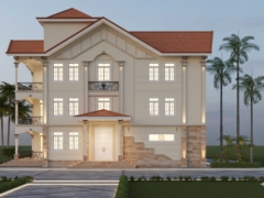 Bản vẽ thiết kế biệt 3 tầng đầy đủ kích thước 19.5x16.5m