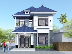 Bản vẽ thiết kế biệt thự 2 tầng mái nhật kt 8x12m