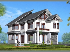 Bản vẽ thiết kế Biệt thự mái thái 13.5x14.8m (Hồ sơ thi công full kiến trúc, kết cấu, điện nước