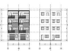 Bản vẽ thiết kế cấp phép Nhà phố 4 tầng 10x13m chia 2 căn 5x13m