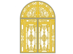 Bản vẽ thiết kế cnc cửa sắt 2 cánh vòm