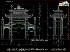 Bản vẽ thiết kế cổng làng thôn Hạ Mõ Hà Nội gồm kết cấu kiến trúc