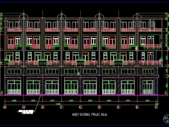 Bản vẽ thiết kế dãy nhà phố 5 tầng (mỗi căn 4x19)