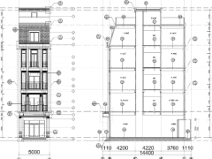 Bản vẽ thiết kế kiến trúc nhà liền kề 5 tầng kích thước 5x12.4m 