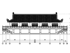 Bản vẽ thiết kế nhà cổ 2 tầng giảng đường thiền viện 19.5x41m